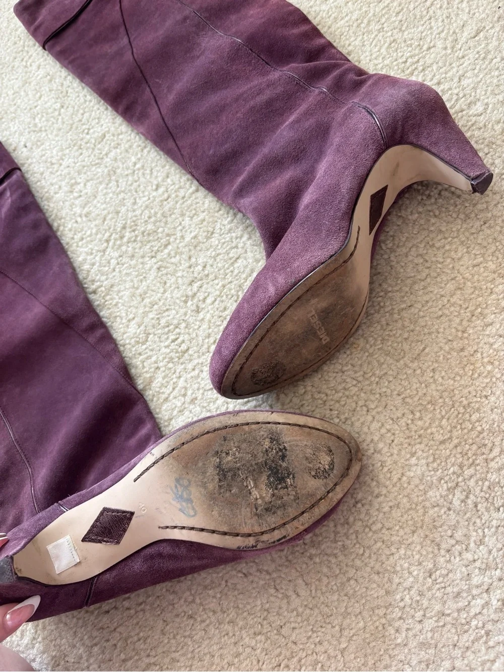 Diesel Plum Suede Tall Boots